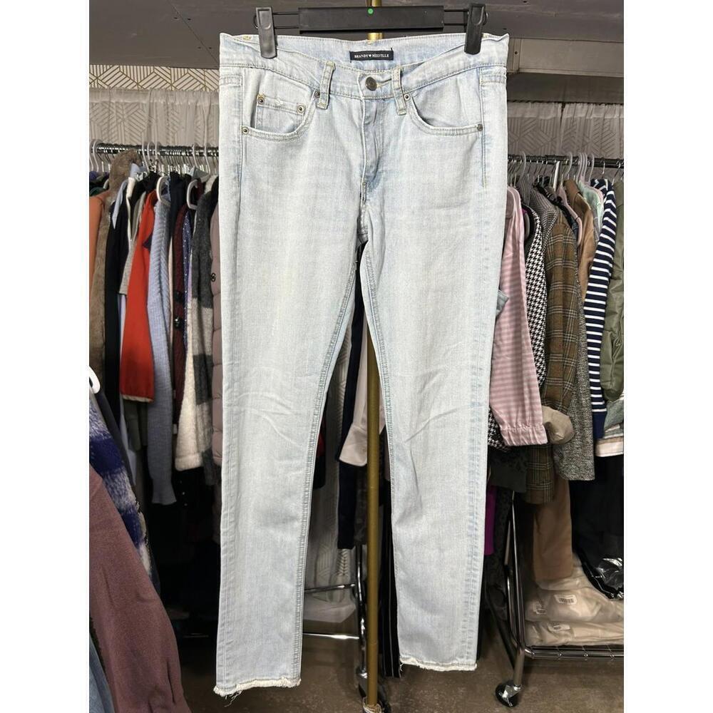 Brandy Melville Jeans Womens M Blue Straight Denim Raw Hem